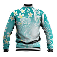 Polynesian Jellyfish Baseball Jacket With Plumeria Teal LT05 - Polynesian Pride