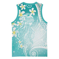 Polynesian Jellyfish Basketball Jersey With Plumeria Teal LT05 - Polynesian Pride