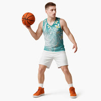 Polynesian Jellyfish Basketball Jersey With Plumeria Teal LT05 - Polynesian Pride