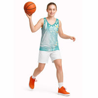 Polynesian Jellyfish Basketball Jersey With Plumeria Teal LT05 - Polynesian Pride