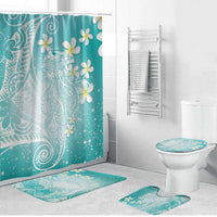Polynesian Jellyfish Bathroom Set With Plumeria Teal LT05 Bathroom Set (4 pcs) Teal - Polynesian Pride