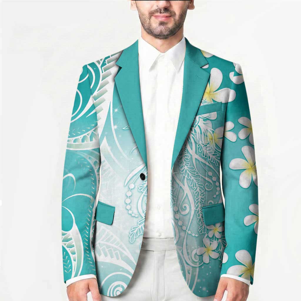 Polynesian Jellyfish Blazer With Plumeria Teal LT05 - Polynesian Pride