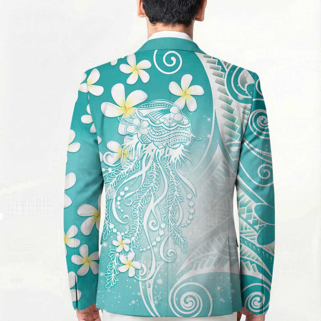 Polynesian Jellyfish Blazer With Plumeria Teal LT05 - Polynesian Pride