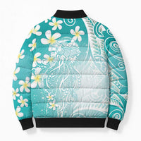 Polynesian Jellyfish Bomber Puffer Jacket With Plumeria Teal LT05 - Polynesian Pride