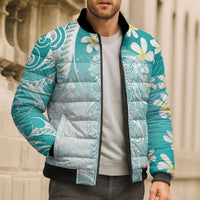 Polynesian Jellyfish Bomber Puffer Jacket With Plumeria Teal LT05 - Polynesian Pride