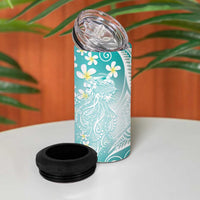 Polynesian Jellyfish 4 in 1 Can Cooler Tumbler With Plumeria Teal LT05 - Polynesian Pride