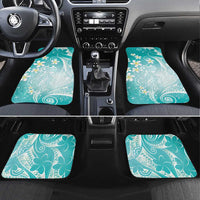 Polynesian Jellyfish Car Mats With Plumeria Teal LT05 Set 4pcs Teal - Polynesian Pride