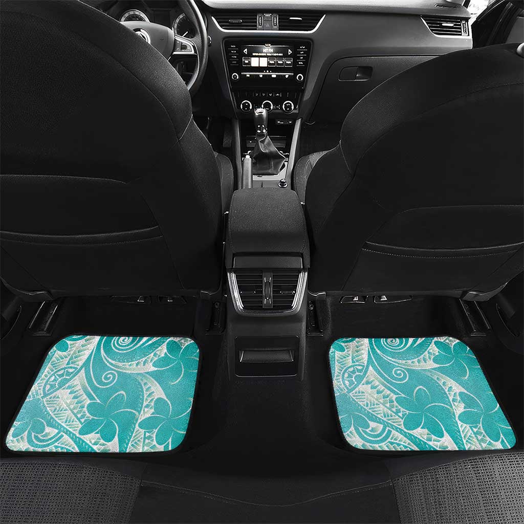 Polynesian Jellyfish Car Mats With Plumeria Teal LT05 Set 2pcs - Back Teal - Polynesian Pride