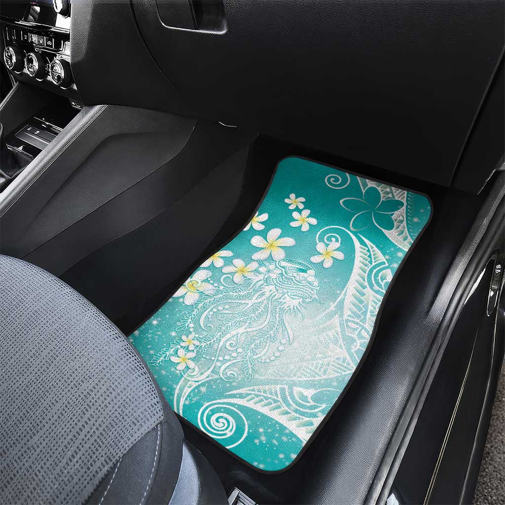 Polynesian Jellyfish Car Mats With Plumeria Teal LT05 - Polynesian Pride
