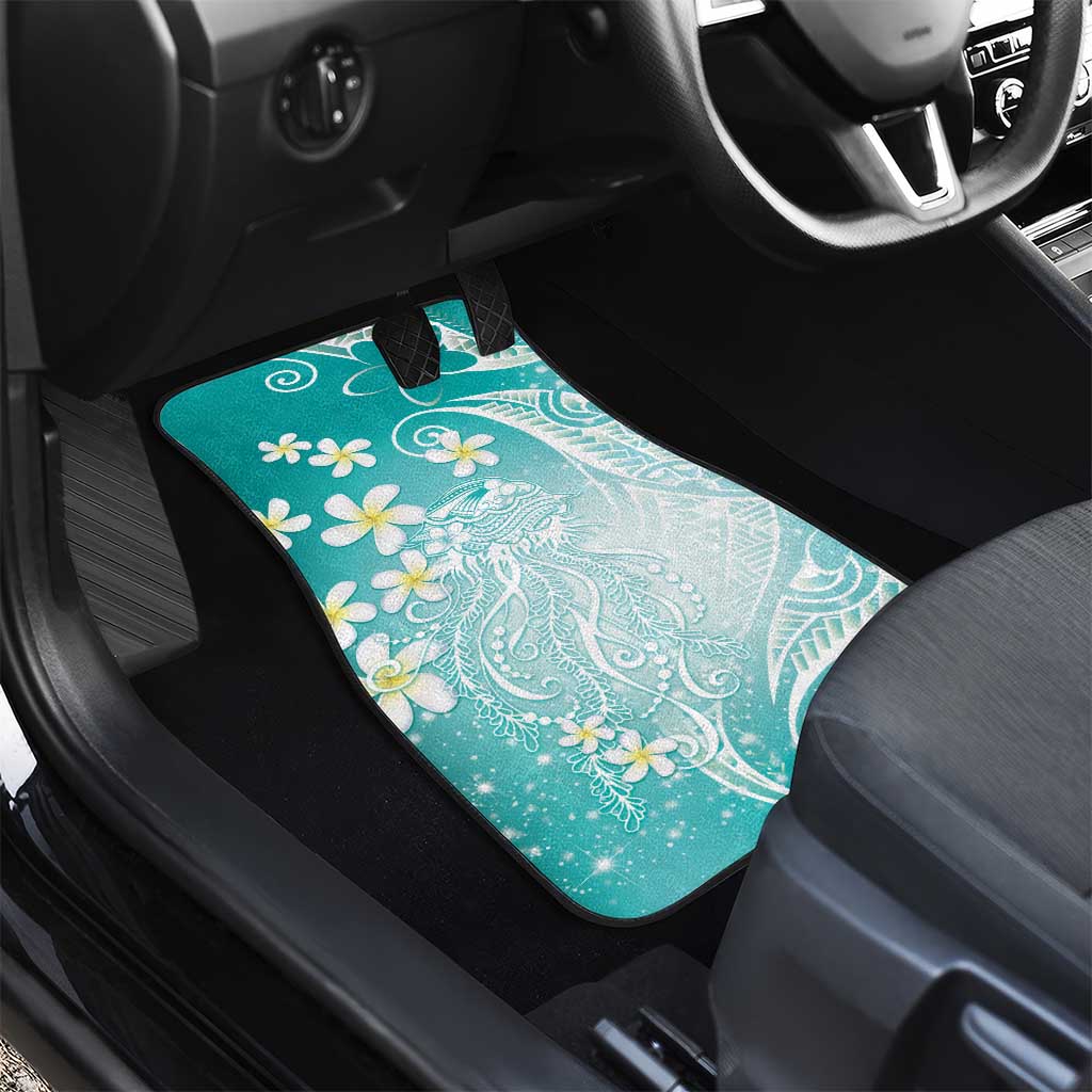 Polynesian Jellyfish Car Mats With Plumeria Teal LT05 - Polynesian Pride