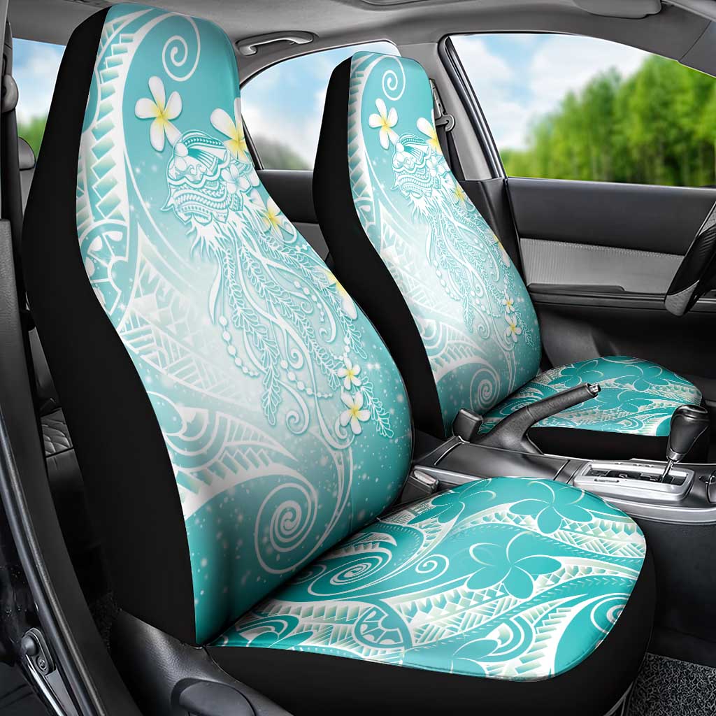 Polynesian Jellyfish Car Seat Cover With Plumeria Teal LT05 - Polynesian Pride