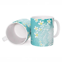 Polynesian Jellyfish Ceramic Mug With Plumeria Teal LT05 - Polynesian Pride
