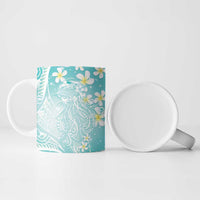 Polynesian Jellyfish Ceramic Mug With Plumeria Teal LT05 - Polynesian Pride