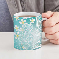 Polynesian Jellyfish Ceramic Mug With Plumeria Teal LT05 - Polynesian Pride