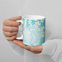 Polynesian Jellyfish Ceramic Mug With Plumeria Teal LT05 - Polynesian Pride