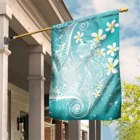 Polynesian Jellyfish Garden Flag With Plumeria Teal LT05 House Flag Teal - Polynesian Pride