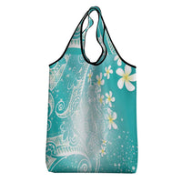 Polynesian Jellyfish Grocery Bag With Plumeria Teal LT05 - Polynesian Pride