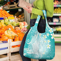 Polynesian Jellyfish Grocery Bag With Plumeria Teal LT05 - Polynesian Pride