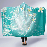 Polynesian Jellyfish Hooded Blanket With Plumeria Teal LT05 One Size Teal - Polynesian Pride
