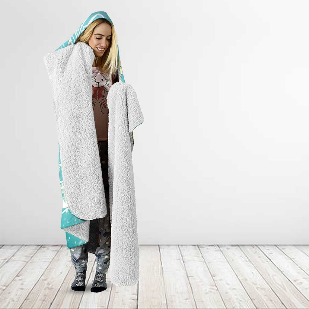 Polynesian Jellyfish Hooded Blanket With Plumeria Teal LT05 - Polynesian Pride