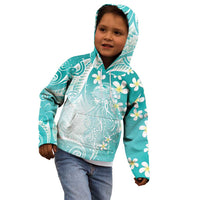 Polynesian Jellyfish Kid Hoodie With Plumeria Teal LT05 - Polynesian Pride