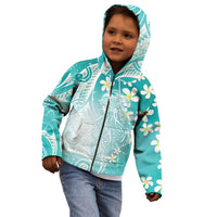 Polynesian Jellyfish Kid Hoodie With Plumeria Teal LT05 - Polynesian Pride