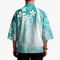 Polynesian Jellyfish Kimono With Plumeria Teal LT05 - Polynesian Pride