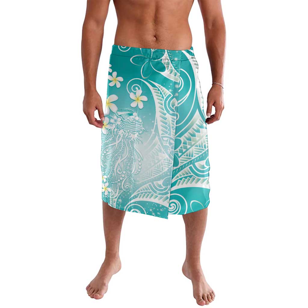 Polynesian Jellyfish Lavalava With Plumeria Teal LT05 Teal - Polynesian Pride
