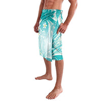 Polynesian Jellyfish Lavalava With Plumeria Teal LT05 - Polynesian Pride