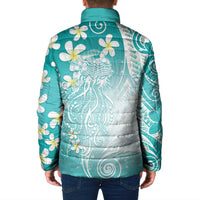 Polynesian Jellyfish Padded Jacket With Plumeria Teal LT05 - Polynesian Pride
