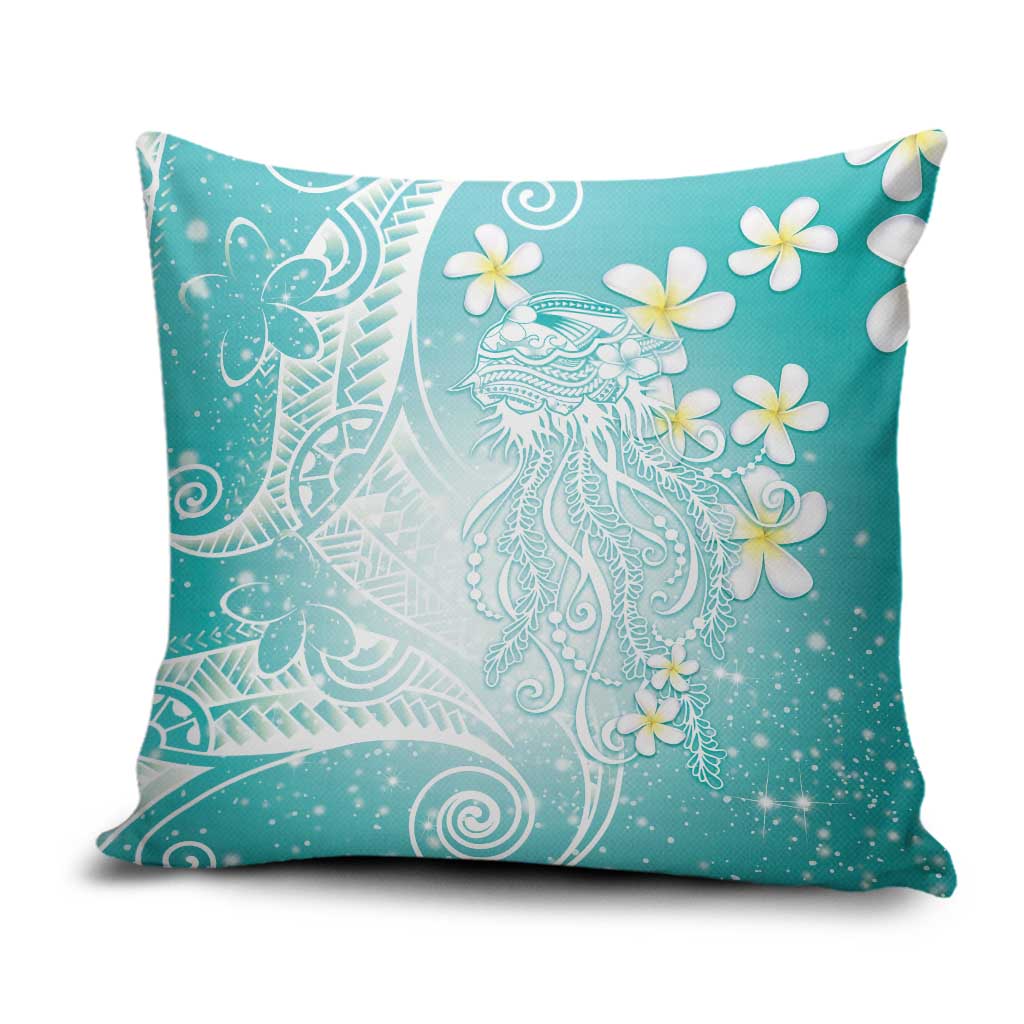 Polynesian Jellyfish Pillow Cover With Plumeria Teal LT05 Teal - Polynesian Pride