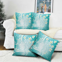 Polynesian Jellyfish Pillow Cover With Plumeria Teal LT05 - Polynesian Pride