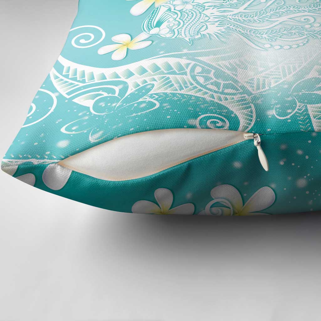 Polynesian Jellyfish Pillow Cover With Plumeria Teal LT05 - Polynesian Pride