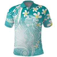 Polynesian Jellyfish Polo Shirt With Plumeria Teal LT05 Teal - Polynesian Pride