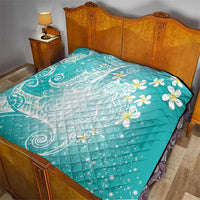 Polynesian Jellyfish Quilt With Plumeria Teal