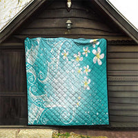 Polynesian Jellyfish Quilt With Plumeria Teal