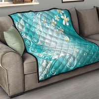 Polynesian Jellyfish Quilt With Plumeria Teal