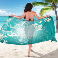 Polynesian Jellyfish Sarong With Plumeria Teal LT05 - Polynesian Pride