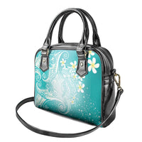 Polynesian Jellyfish Shoulder Handbag With Plumeria Teal LT05 - Polynesian Pride
