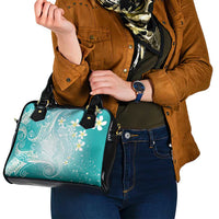 Polynesian Jellyfish Shoulder Handbag With Plumeria Teal LT05 - Polynesian Pride
