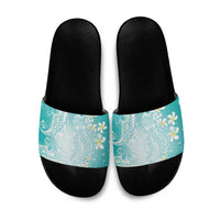 Polynesian Jellyfish Slide Sandals With Plumeria Teal LT05 Teal - Polynesian Pride