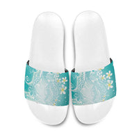 Polynesian Jellyfish Slide Sandals With Plumeria Teal LT05 Teal - Polynesian Pride