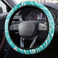 Polynesian Jellyfish Steering Wheel Cover With Plumeria Teal LT05 - Polynesian Pride