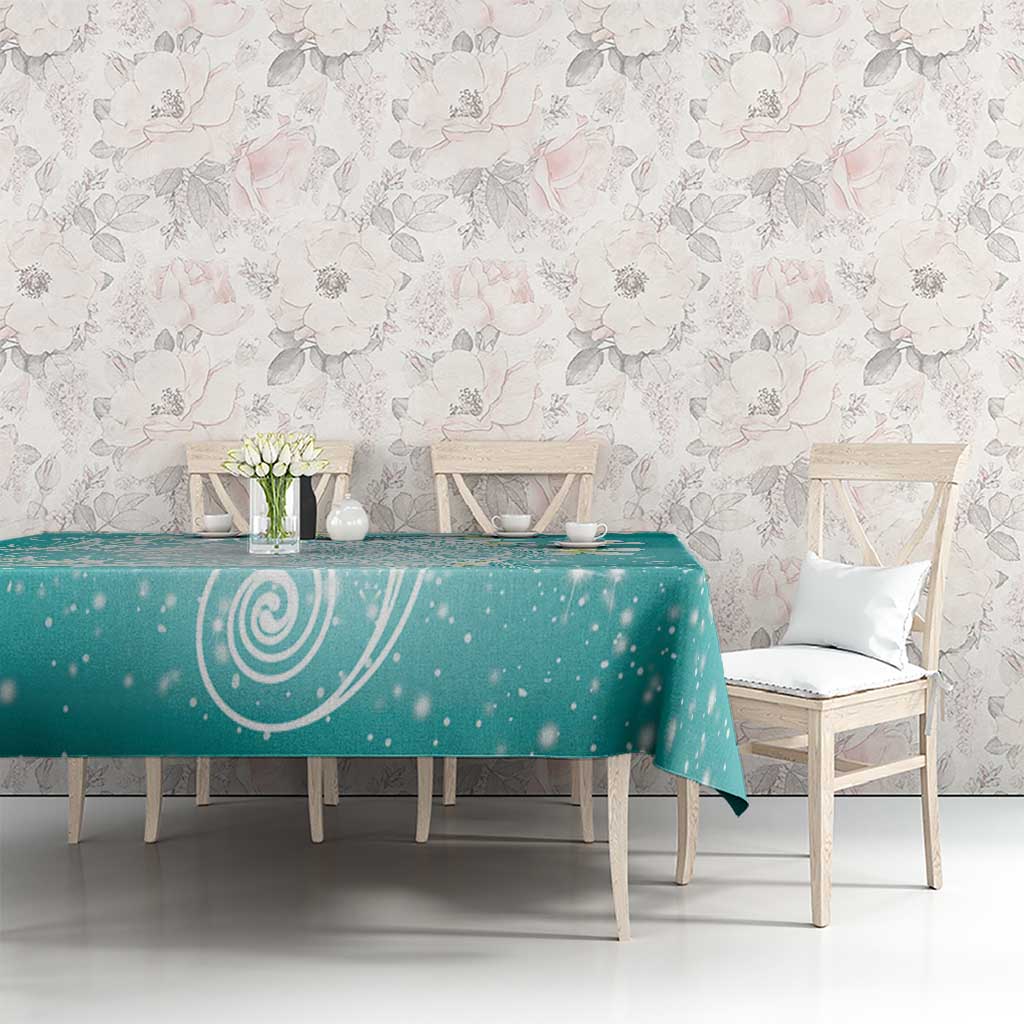 Polynesian Jellyfish Tablecloth With Plumeria Teal LT05 - Polynesian Pride