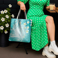 Polynesian Jellyfish Tote Bag With Plumeria Teal LT05 - Polynesian Pride