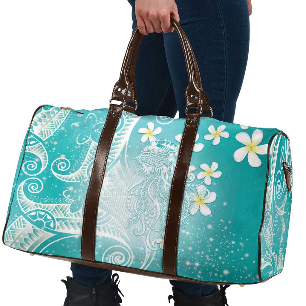 Polynesian Jellyfish Travel Bag With Plumeria Teal LT05 - Polynesian Pride