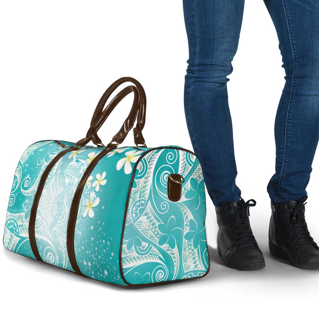 Polynesian Jellyfish Travel Bag With Plumeria Teal LT05 - Polynesian Pride