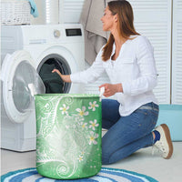 Polynesian Jellyfish Laundry Basket With Plumeria Green LT05 - Polynesian Pride