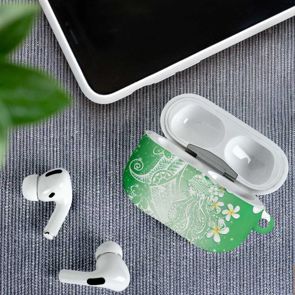 Polynesian Jellyfish AirPods Case With Plumeria Green LT05 - Polynesian Pride