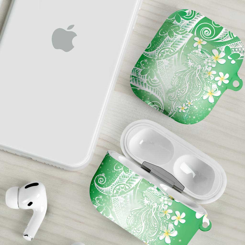 Polynesian Jellyfish AirPods Case With Plumeria Green LT05 - Polynesian Pride